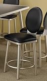 Set of 2 24"H Counter Height Stools Black Fabric Silver Metal