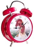 Zeon Wacky Waker Cockerel Twin Bell Alarm Clock with Actual Cockerel Sound. Stylish Red Enamel Finish