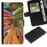 SmartPhone PU Leather Wallet Case Protective Cover with Money Slot Card Slots Case for Samsung Galaxy S3 MINI 8190 // Books Yellow Green Colorful // CooleCell