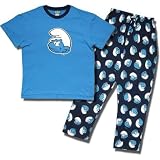Smurf Men's short-sleeve, long leg pajamas in Blue