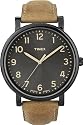 Timex - T2N677D7 - Timex Heritage Easy Reader - Montre Mixte - Quartz Analogique - Cadran Noir - Bracelet Cuir Marron