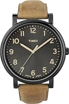 Timex - T2N677D7 - Timex Heritage Easy Reader - Montre Mixte - Quartz Analogique - Cadran Noir - Bracelet Cuir Marron