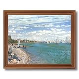Framed Oak Claude Monet Tropical Beach Sailboat Landscape Pictures Art Print by 