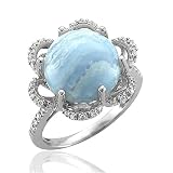 14k White Gold Agate Gem Diamond Ring/ Band, Size 7, TW: 6.94 carat
