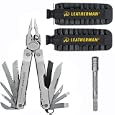 Leatherman 831102 Super Tool-300 Multitool with Premium Black Leather Sheath, Box PLUS Leatherman 934870 40-Bit Assortment with Black Nylon Sheath PLUS Leatherman 931009 Bit Driver Extension