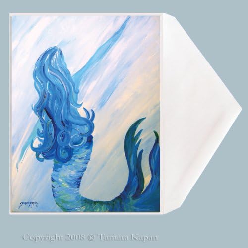 Greeting Card Mermaid Art 5 x 7 inch print of "Looking Back"