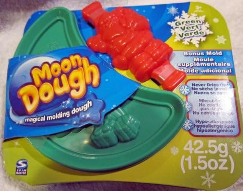 Moon Dough Magical Molding Dough, Green Presents with Bonus Red Santa Claus Mold by Moon Dough