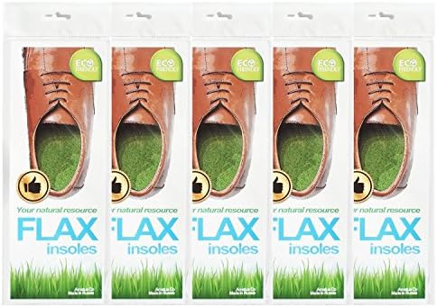 FLAX Natural Odor Stop Insoles - Absorbs Foot &amp; Shoe Odor Keeping Your Feet Fresh ( 5 in Pack ) (US Men 12)
