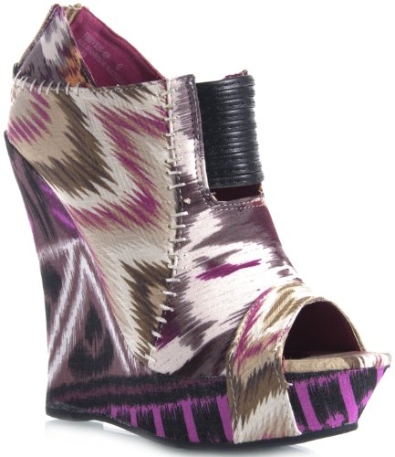 Bamboo Driven-68 Ikat Wedge Heel Bootie