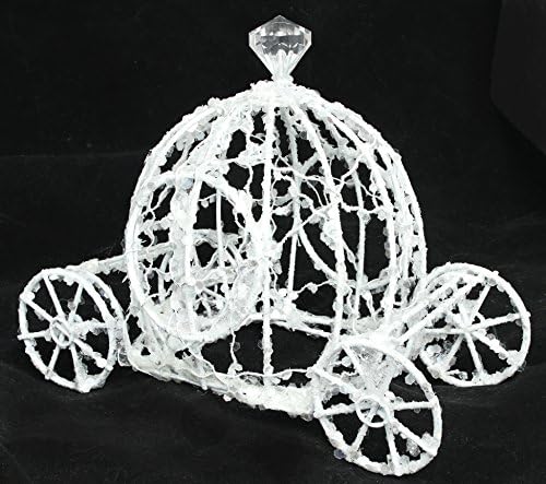 AA Floral 6.5" x 6" White Glitter Sequin Winter Carriage Decorative Accent