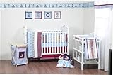 Bacati - Plaids and Stripes Boys (Blue/Red/Khaki) 10 Piece Crib Set