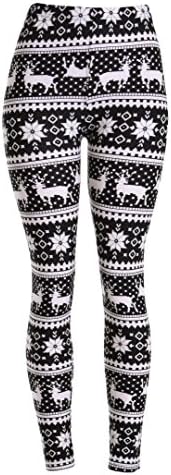 Printed Leggings (Ivory Black Snowflake Reindeer, Regular: fits sizes 0-12 (XS-L))