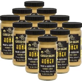100% Honey Organic Creamy White Mustard - "12 Pack" - 100% Honey - No Sugar - (7 Oz Jars) -