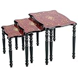 IMAGE OF New Kassel 3pc Decorative Wood Table Set Faux Inlays On Burlwood Finished Top Practical