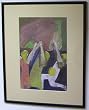 Tetherball, Original Wood Block on Paper By Carmel Artist Janet Ament de la Roche - Framed Artwork