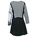 Women's Tunic Top - City Streets Black White Blouse - Dip Hem 3/4 Sleeve