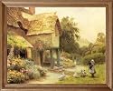 Country Cottage Tuscan Floral Landscape Picture Oak Framed Art Print