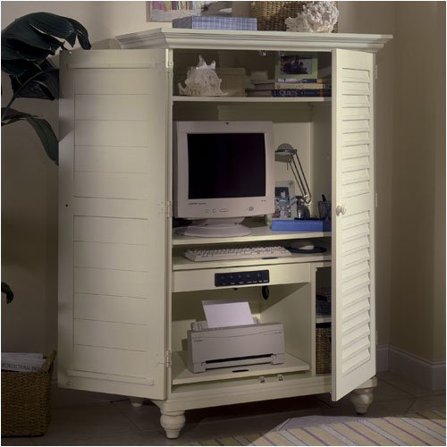 Riverside Furniture 47032 Coastal 43" W Computer Armoire in Shores White