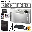 Sony Cybershot DSCT300 10.1MP Digital Camera Silver Plus 4GB Accessory Outfit - Sony ASONDSCT300SK2