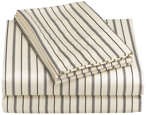 Regency 310-Thread-Count Maxine Stripe Twin Sheet Set - Black