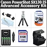 8GB Advanced Accessory Kit For Canon PowerShot SX130 IS SX130IS Digital Cam ....