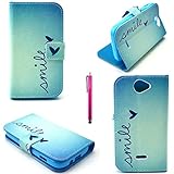 BLU Advance 4.0 Case, JCmax Compact Fashion Style Ultra Slim High Quality Leather [Wallet Design] [Non-Slip] Lightweight Fitted Skin For BLU Advance 4.0 (Free Gifts: 1x Stylus)-Smile