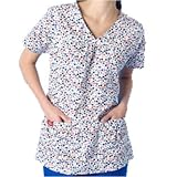 Printed V-Neck Gathered Top