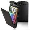 Supergets HTC Sensation / Sensation XE Premium Black Top Flip Leather Case - Includes Screen Protector And Polishing Cloth