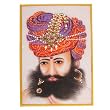 Folk Art Embossed Miniature Painting on Marble Plate of The Indian Maharaja With A Turban