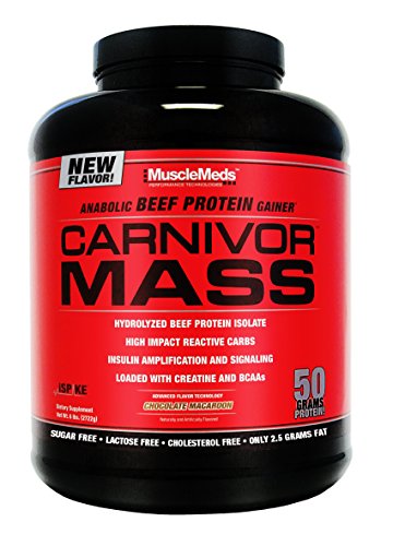 MuscleMeds Carnivor Mass Anabolic Beef Protein Gainer, Chocolate Macaroon, 6 Pounds
