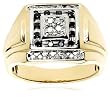 14k Yellow Gold Men's Black and White Diamond Ring (1/2 cttw, H-I Color, I2 Clarity)