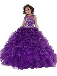 Girls Organza  Illusion Crystals  Lace Crystal Scoop Neck  Ball Gown Pageant Dress/Party Dress  With Ruffles