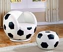 Kid's Soccer Football Swivel Chair & Ottoman Set