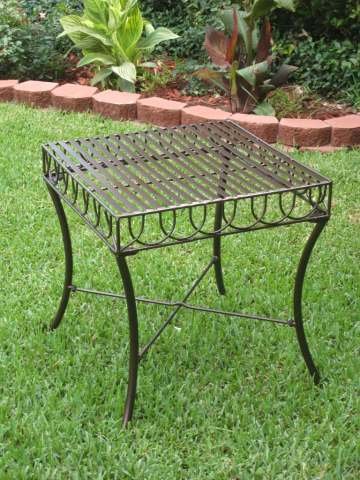 Wrought Iron Side Table (Hammered Bronze) (22H x 20W x 20D)