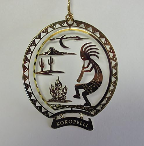Kokopelli Brass Christmas ORNAMENT Cactus Flute Player Fertility Southwest Symbol
