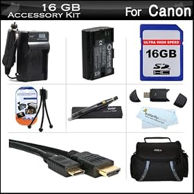 16GB Accessories Kit For Canon EOS 6D DSLR Camera Includes 16GB High Speed SD Memory Card + Extended Replacement (2200maH) LP-E6 Battery + AC/DC Travel Charger + Mini HDMI Cable + USB 2.0 Card Reader + Case + Lens Pen Kit + Screen Protectors + More