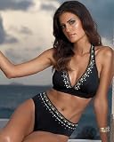 Embellished 2-piece halter suit