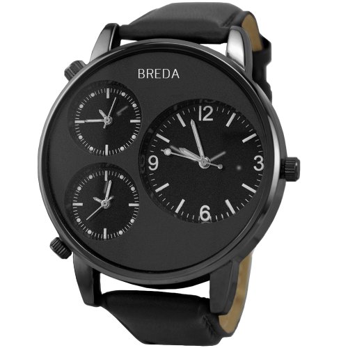 Breda Men's 1627-black Mitchell Multi Time Zone Watch