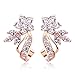 BAMOER Gorgeous Flower Design White Gold Plated Multi Color Cubic Zirconia Stud Earrings