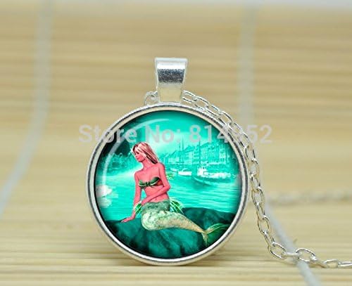 VintaStore Art Glass Necklace Mermaid Necklace Mermaid Pendant Mermaid Jewelry A2352