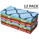 Cotton Craft, Moroccan Tile, Soft Premium Cotton 20x20-Inch. Napkins, Assorted Color (Pack of 12)