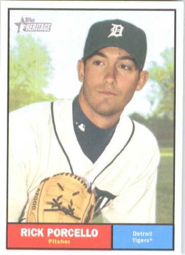 2010 Topps Heritage Baseball Card # 83 Rick Porcello - Detroit Tigers - Mint Condition - MLB Trading Card Shipped In Protective ScrewDown Display Case!