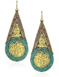 Devon Leigh "Ethnic and Tribal" Intricate Turquoise Coral and Pendant Necklace Earrings
