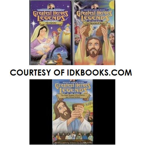 **3-PACK: Greatest Heroes and Legends of The Bible Series: The Nativity *PLUS* The Miracles of Jesus *PLUS* The Last Supper, Crucifixion, and Resurrection, Hosted by Charlton Heston (Christian Children Videos) *SHIPS SAME DAY WITH FREE TRACKING* IDK Bundles