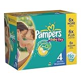 Pampers Baby Dry Size 4 Diapers Economy Pack Plus 192 Count