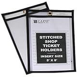 C-Line Stitched Shop Ticket Holders, Both Sides Clear, 5 x 8 Inches, 25 per Box (46058)