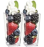 Zappy Elegant Tall Square Mini Cube 3oz Clear Plastic Tasting / Sample Shot Glasses Parfait / Souffle Jello Dessert Tumbler Cups 40 Ct