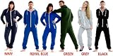 Men's Women's Boys Girls Unisex Hooded Zip Up Playsuit Onesie Plain & Aztec Print All In One Piece Jumpsuit, To Fit Chest Size (Inches)