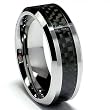 8MM Men's Tungsten Carbide Ring Wedding Band W/ Carbon Fiber Inaly sizes 5 to 15