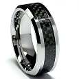 8MM Men`s Tungsten Carbide Ring Wedding Band W/ Carbon Fiber Inaly sizes 5 to 15